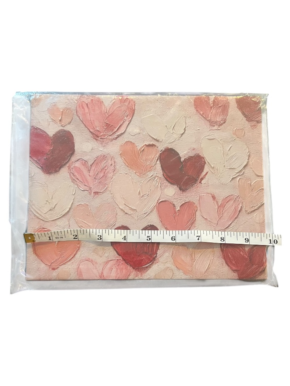 Pink Hearts Textured Canvas Wall Art 10" x 8" Brand New - Picture 2 of 6